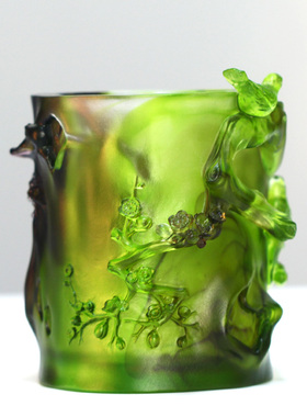 琉璃喜鹊笔筒摆件商务礼品