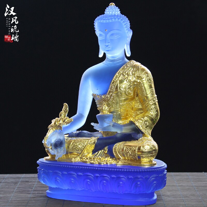 8寸古法琉璃药师七佛七种不同手势七颜色药师法像药师琉璃光如来