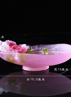 琉璃牡丹果盘摆件供盘佛具用品