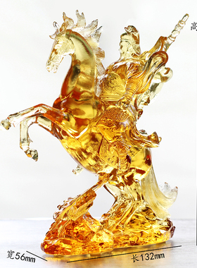 琉璃骑马关公居家神像佛堂工艺品