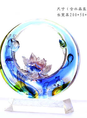 古法琉璃荷塘月色家居客厅装饰品