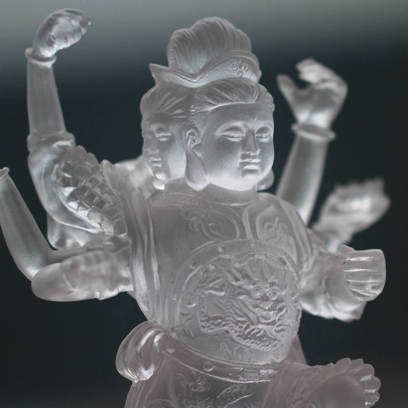 三头六臂哪吒摆件古法琉璃莲花童子佛像居家客厅摆放供奉用品