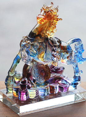 生肖马琉璃风水摆件立马如意