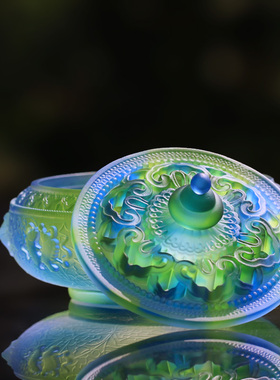 琉璃八吉祥熏香炉盘香香座摆件