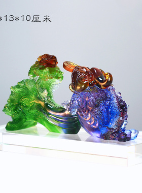 琉璃金蝉百财白菜摆件