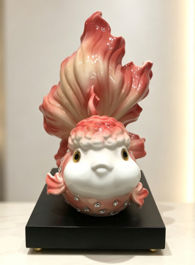中式陶瓷锦鲤转运摆件乔迁送礼