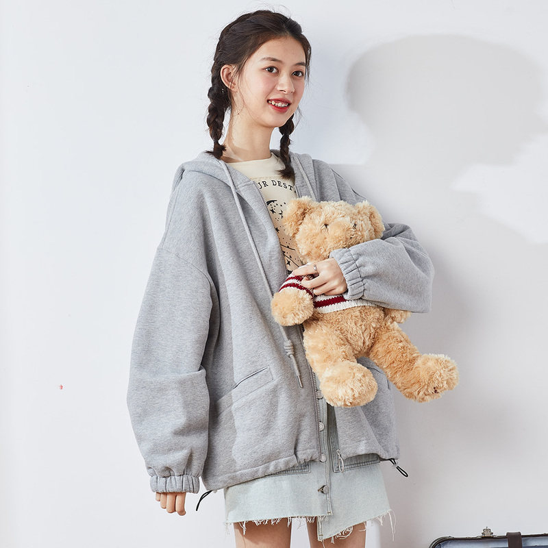 唐狮2021春秋新款韩版宽松连帽卫衣 唐狮喜之乐短外套