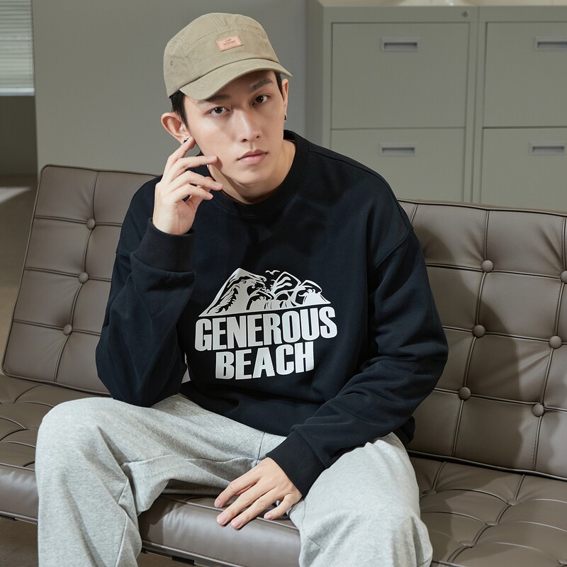 唐狮2022春季新款男圆领宽松卫衣 唐狮喜之乐卫衣