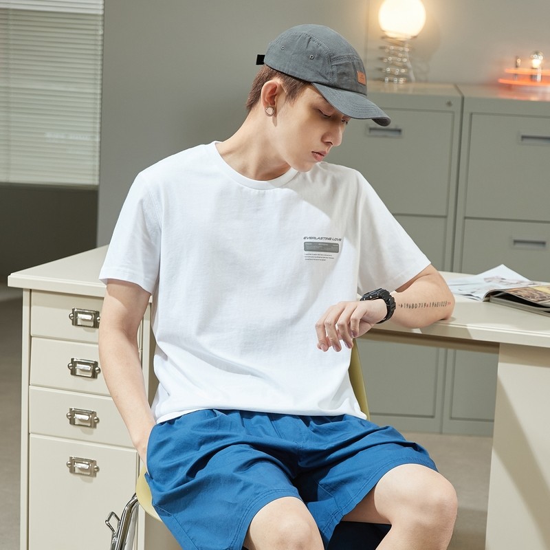 唐狮2022春新款纯色圆领短袖打底衫 唐狮喜之乐T恤