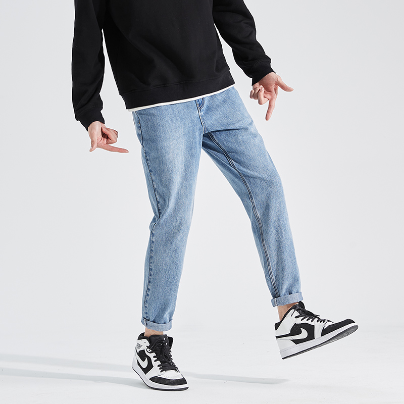 唐狮2022年春装新款男宽松w休闲裤 唐狮喜之乐牛仔裤