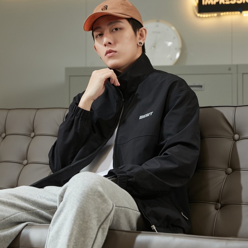 唐狮2022年春秋新款男立领印花夹克 唐狮喜之乐夹克