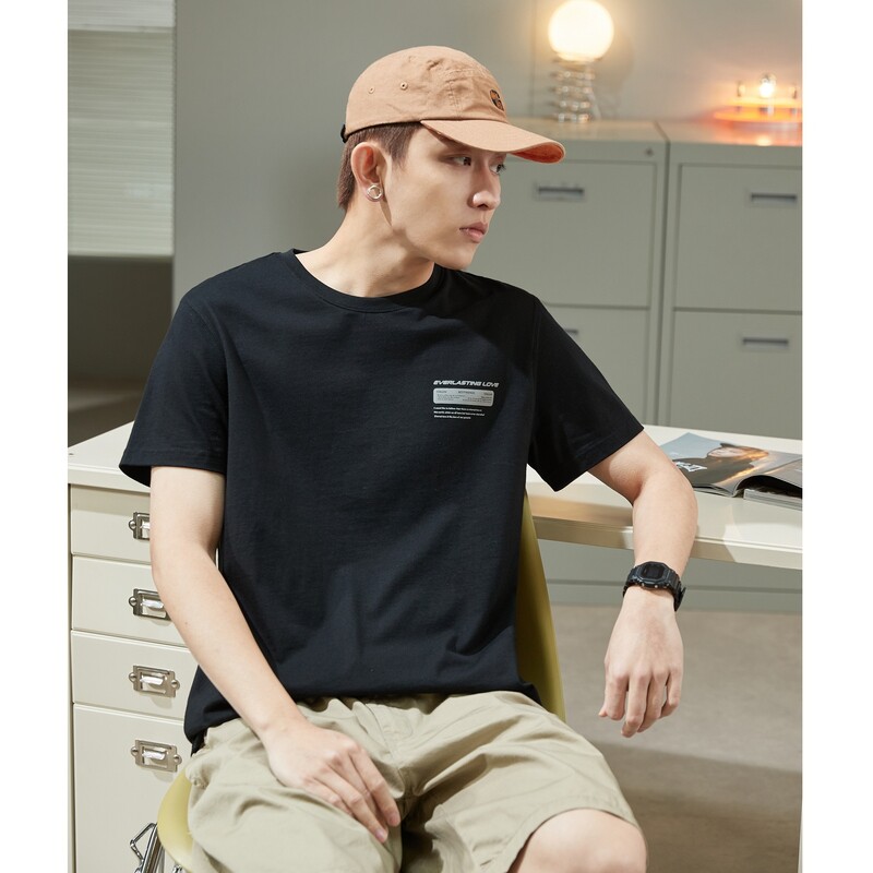 唐狮2022春新款纯色圆领短袖打底衫 唐狮喜之乐T恤