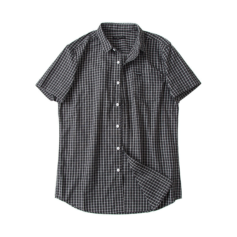 唐狮官方旗舰店夏格子短袖学生衬衫 唐狮福悠衬衫