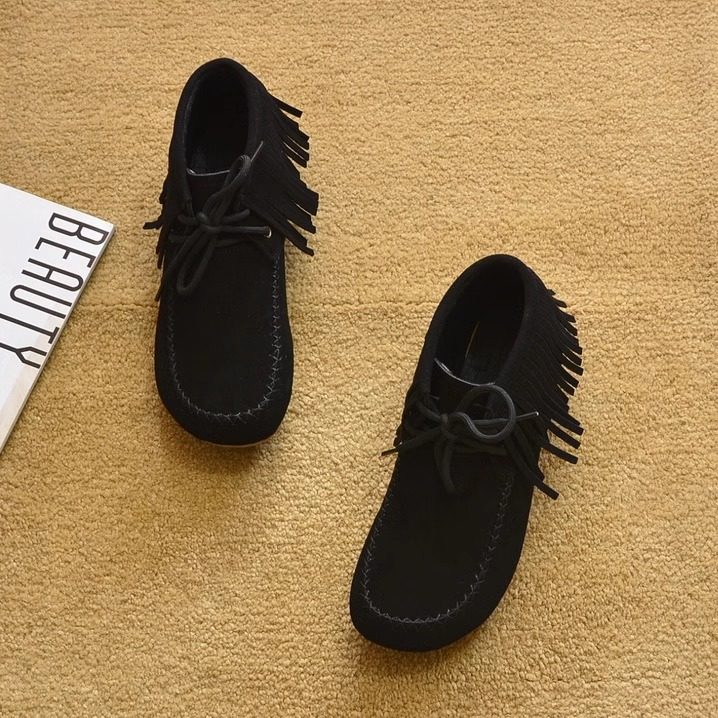 2025新款外贸秋季真皮平底短靴单靴圆头马丁靴流苏时装靴女鞋靴子,淘宝优惠券,粉丝福利购,淘宝优惠卷