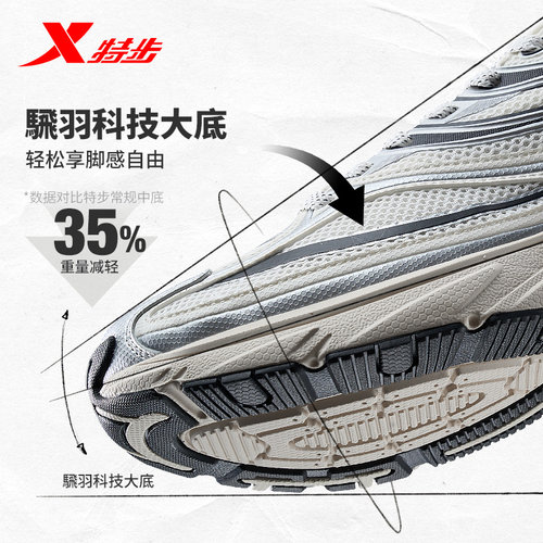 特步小巴斯克2代休闲鞋男时尚老爹鞋轻质舒适透气情侣运动鞋女鞋 - 图0