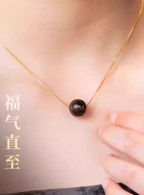 沉水级文莱沉香转运珠吊坠项链祥云锁骨链招财助眠饰品原创女送礼