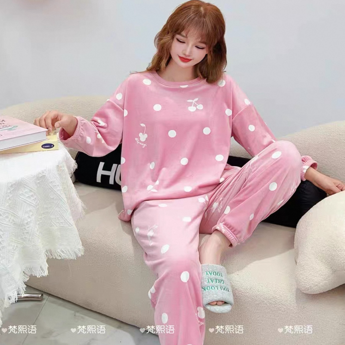 特价秋冬新款梵熙语情侣家居服双面海岛绒男女卡通贝贝绒睡衣套装,淘宝优惠券,粉丝福利购,淘宝优惠卷