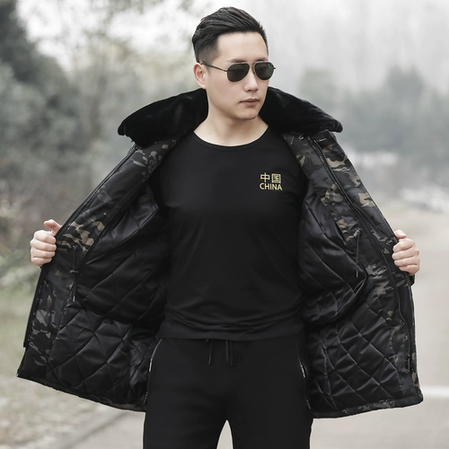 Камуфляжное длинное водонепроницаемое пальто, удерживающий тепло пуховик, увеличенная толщина, средней длины