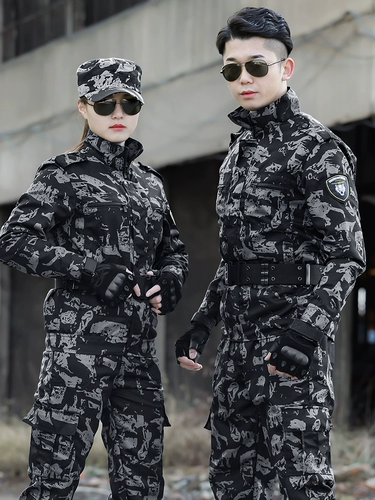 Черный камуфляжный комплект, дорожный износостойкий лонгслив