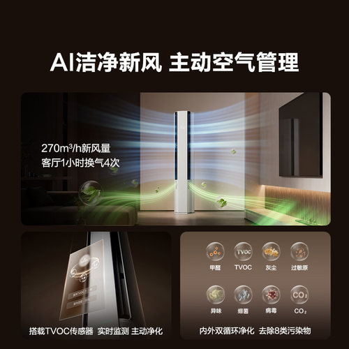 新品海信璀璨大力神新风空调套装X5系列 深睡宝挂机+智新风柜机 - 图1