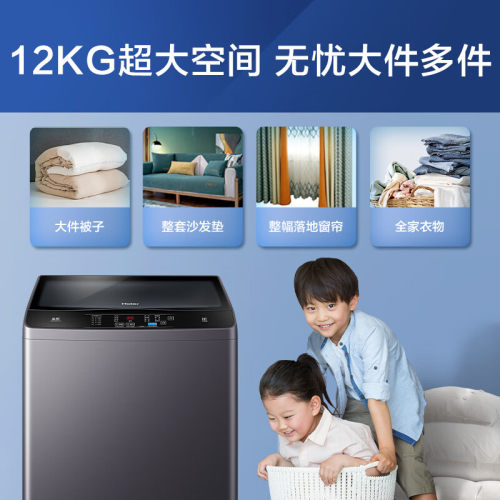 Haier/海尔 EB120B22Pro2直驱变频12公斤全自动波轮洗衣机玻璃盖-图0