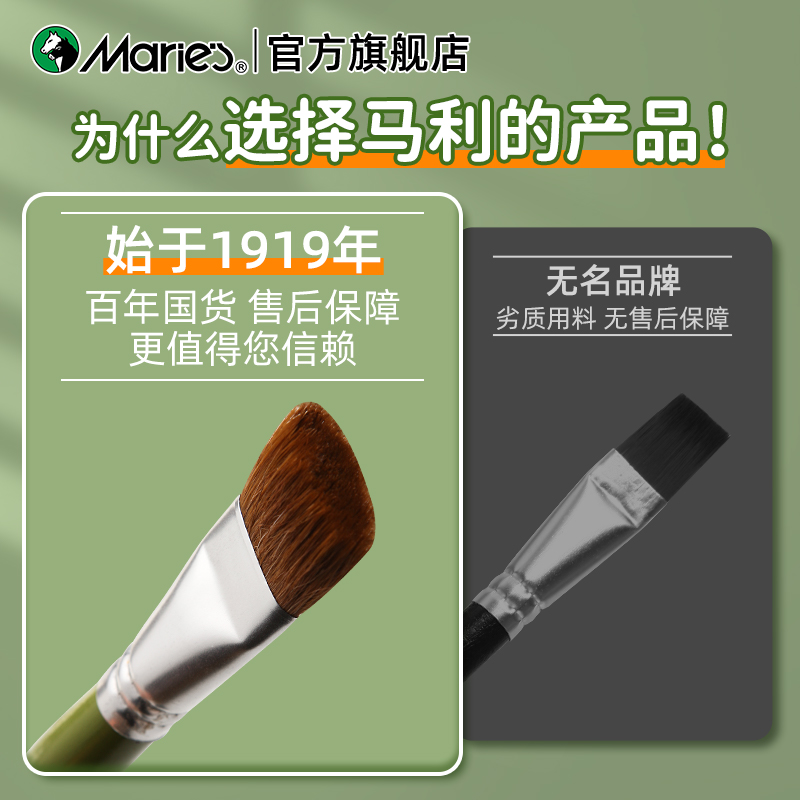 马利正品G1860马头单支水粉画笔尼龙丙烯水粉笔 - 图3