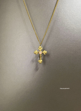Vintage古著 French rose cross項鍊