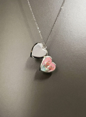 Vintage古着 Pink Heart Butterfly项链