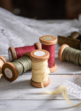 出口日本旧木线轴草绳装饰摆件