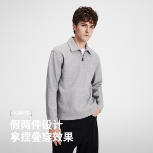 Navigare小帆船男士灰色长袖Polo衫