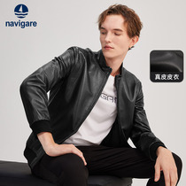 Navigare Italy Small Sailing Leather Clothing Mens 2023 Fall New Genuine Leather Stand-up Sheep Leather Outer Sleeve