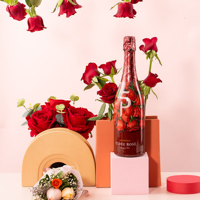 醉鹅娘福槟起泡酒小花束玫瑰桃红葡萄酒山楂花甜白葡萄汁3支 虎窝淘