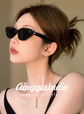 2025新款gm猫眼墨镜女美式复古三角小框太阳镜高级感网红同款眼镜