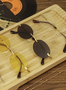 纯欲ins网红无框眼镜女韩版文艺金丝眼镜椭圆无边框平光镜女圆脸