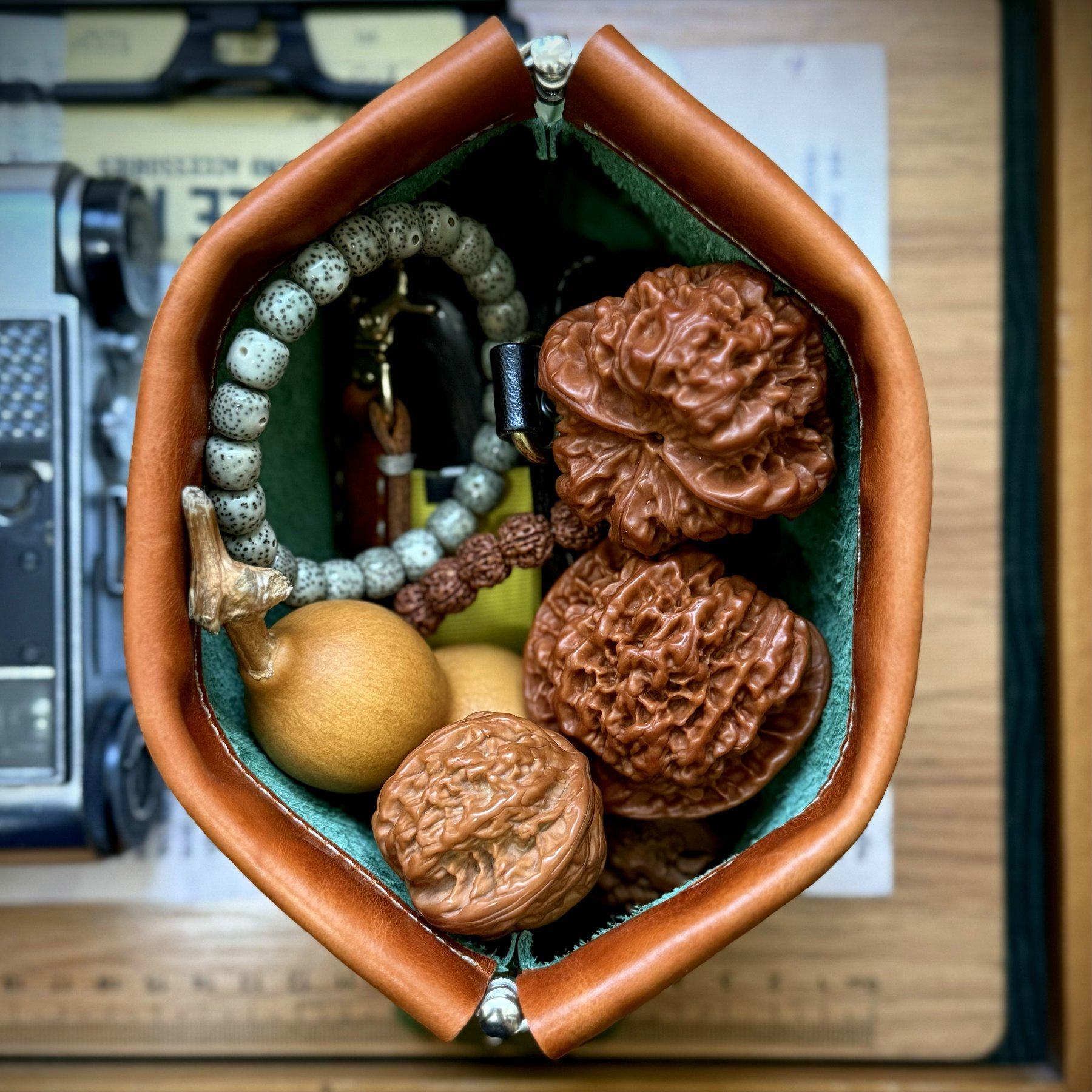 MOZE 复古头层牛皮文玩串珠核桃首饰收纳包弹片口金包内胆包,淘宝优惠券,粉丝福利购,淘宝优惠卷