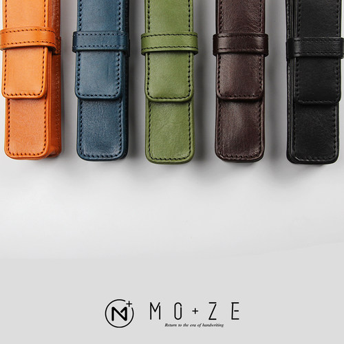 MOZE 意大利牛皮笔套真皮钢笔收纳套笔帘笔包笔袋笔盒一两三支装 - 图0