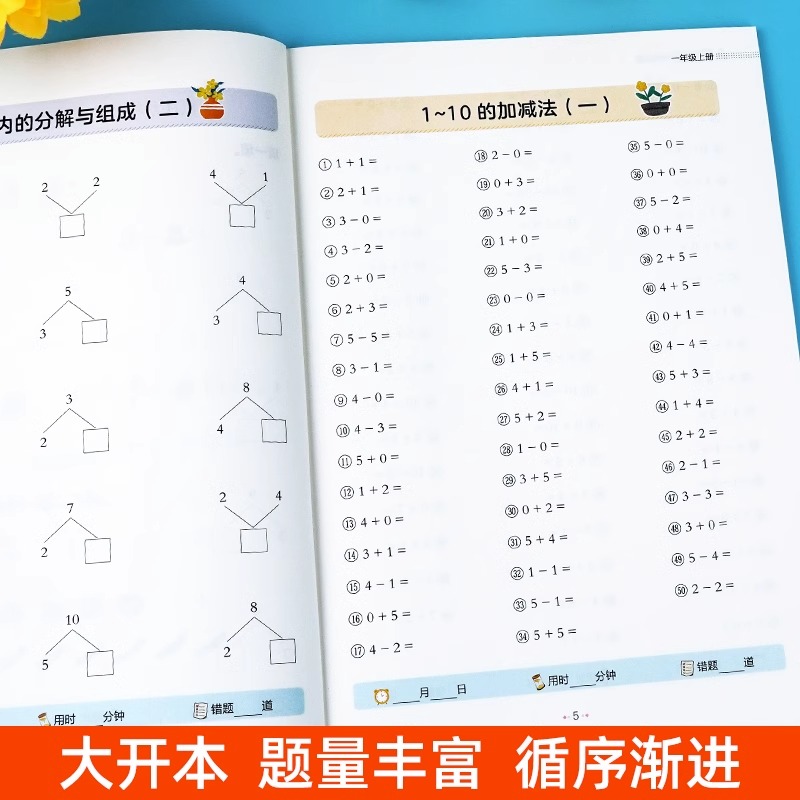 小学数学口算题卡专项训练一年级二年级三四五六年级上册下册人教版口算天天练每日一练20-100以内加减法计算题强化同步练习题册 - 图1