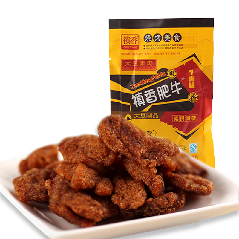 禛香肥牛18g*60袋装手撕素肉香辣牛肉味香菇素食大豆制品休闲零食 - 图3