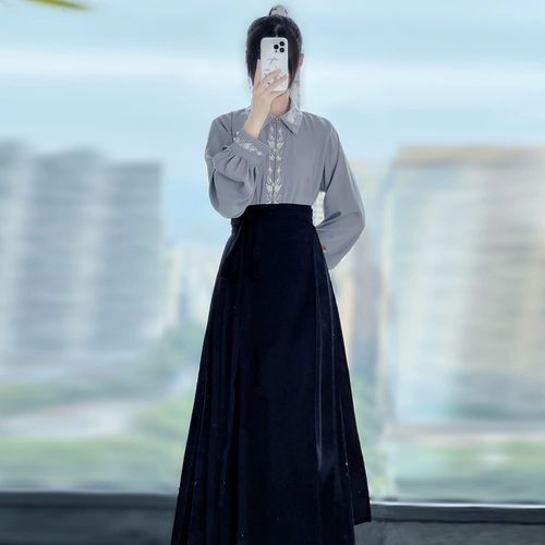 Выступление 2024 Новый оригинальный Hanfu Interstitial Knitwear рубашка ежедневное улучшение элементов Han, женская одежда древнего стиля