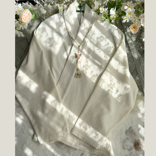 Выступление 2024 Новый оригинальный Hanfu Interstitial Knitwear рубашка ежедневное улучшение элементов Han, женская одежда древнего стиля