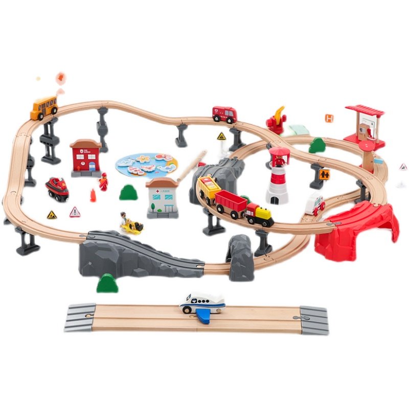 木制拼装汽车轨道赛车儿童玩具木质男女孩益智电动遥控小火车套装,淘宝优惠券,粉丝福利购,淘宝优惠卷