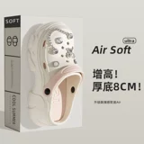 Летние тапочки в стиле Crocs на платформе, пляжные нескользящие мюли, женские тапочки, женский стиль, коллекция 2024 года, подходят для носки на улице, пляжный стиль, закрытый носок