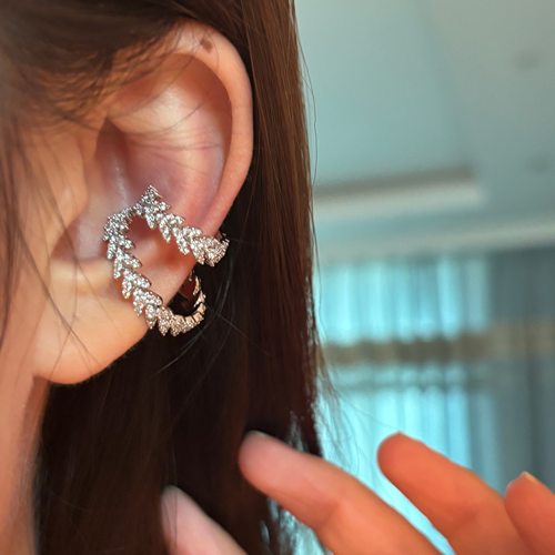 [楼哈哈]复古小众麦穗耳夹无耳洞轻奢高级感满镶锆石耳挂新款2025 - 图3