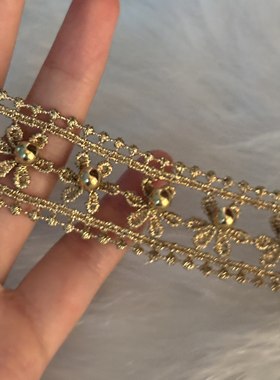 [楼哈哈]韩系金边花朵钉珠蕾丝镂空choker项圈小众设计感锁骨链新