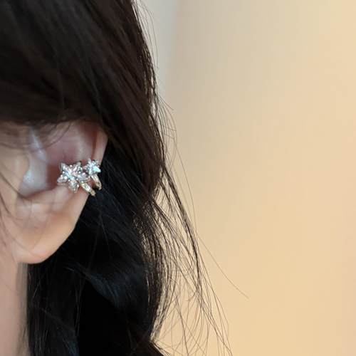 [楼哈哈]小众设计感星星锆石耳夹无耳洞女高级感轻奢独特耳骨夹 - 图3