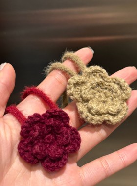 [楼哈哈]秋冬毛绒绒玫瑰花红色绑带项链长款项圈choker脖子饰品