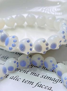 渐变色绕指萌萌猫爪盘玩学生手串