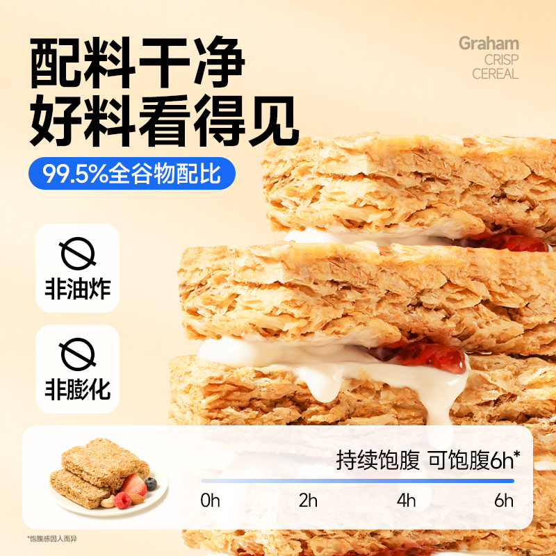 穗格氏全麦脆麦片营养早餐健身代餐低脂饱腹食品燕麦脆棒大盒饼干