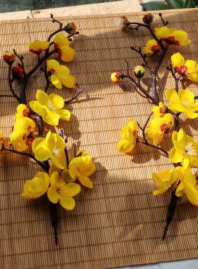 仿真腊梅  梅花发簪头饰  绢花汉服配饰古风造型 拍摄道具 送u夹