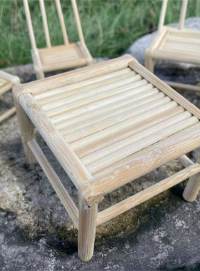竹制工艺品儿童过家家玩具仿真迷你竹椅子真煮食玩娃娃屋竹编椅子